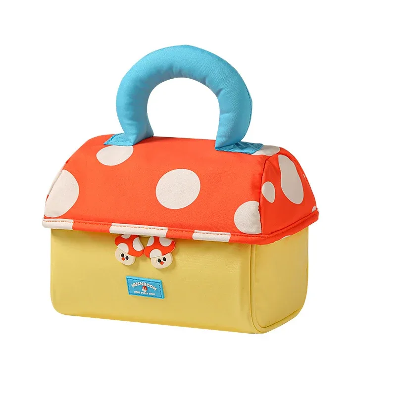 trousse de maquillage pour femmes, sac à cosmétiques en forme de champignon drôle et mignon, sac de rangement portable en tissu de voyage oxford de grande capacité