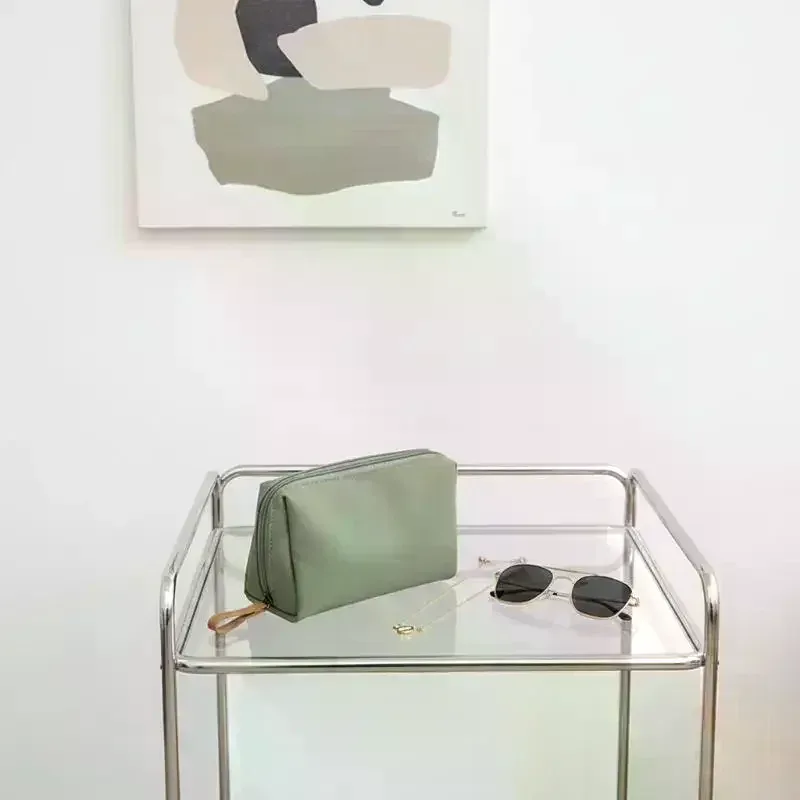 Sac à cosmétiques pour femmes, pochette de maquillage de couleur unie, trousse de toilette, étui de rangement de maquillage étanche, sac de luxe