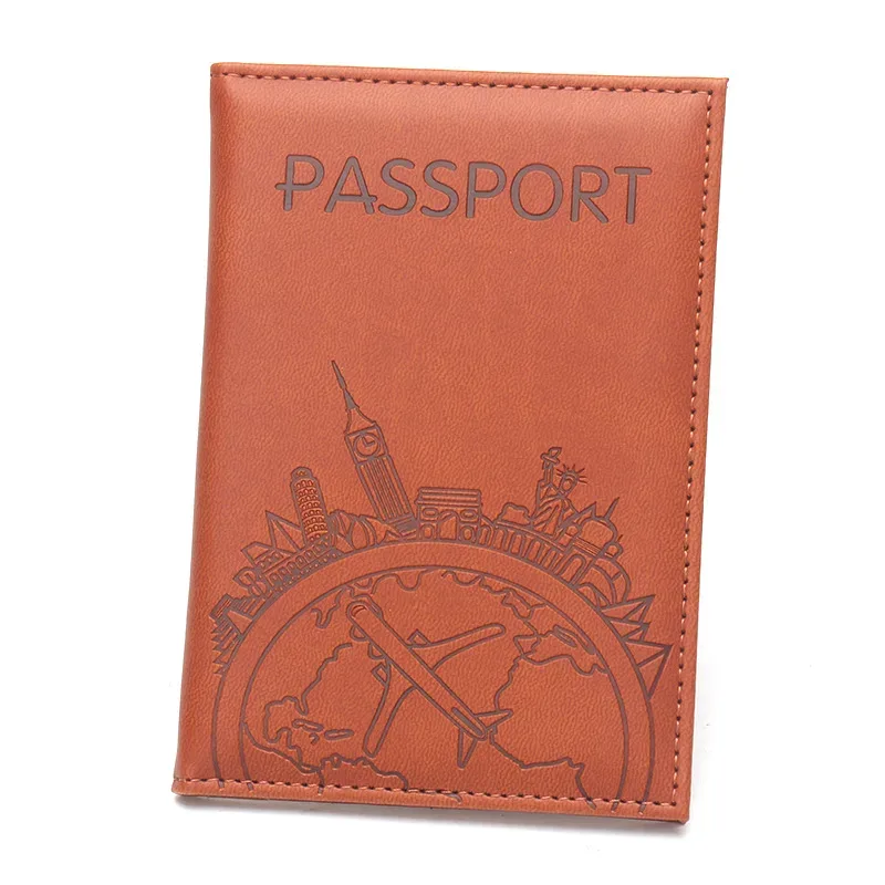 porte-passeport imprimé vol mondial, couverture de passeport en cuir, étui léger pour passeport d'avion, porte-carte d'identité, porte-billet d'avion