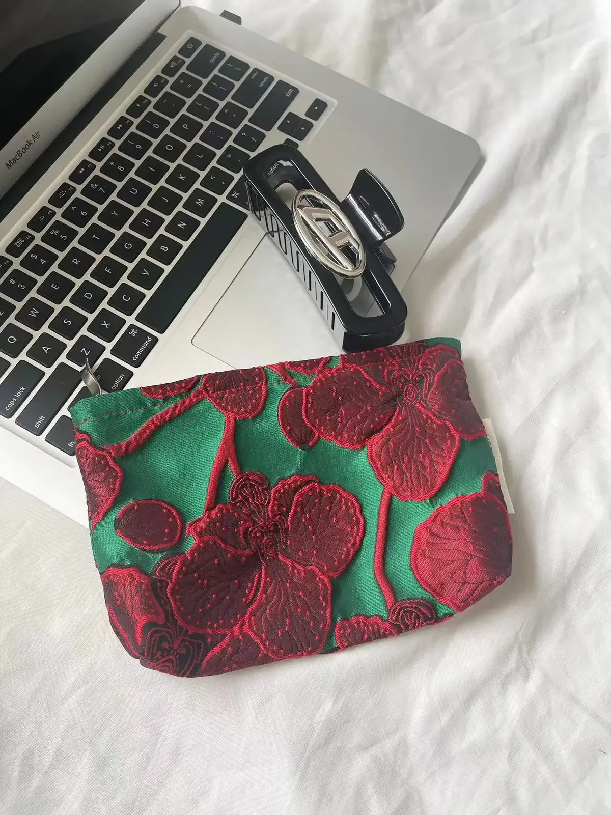 ins style vintage fleurs sac cosmétique portable main sac cosmétique voyage trousse de toilette sac de rangement outils de maquillage pochette de rangement