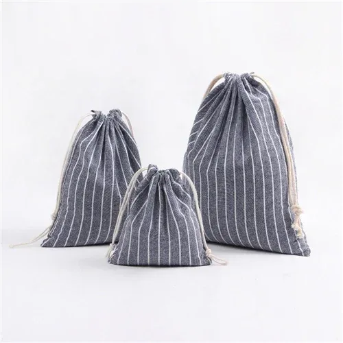 sac de rangement de poche pour paquet, sac de rangement en tissu de coton avec cordon de serrage, sacs de rangement en tissu pour serviettes cosmétiques, trousse de toilette