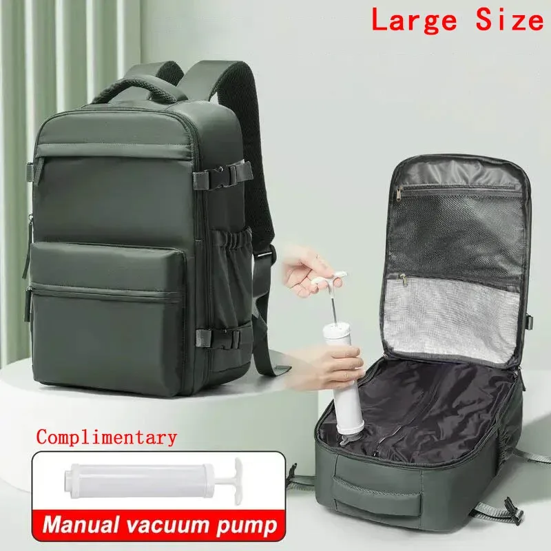 sac à dos de voyage avec compression sous vide, sac à dos professionnel pour ordinateur portable 15,6 pouces, sac de rangement pour vêtements, sac à dos de voyage extensible