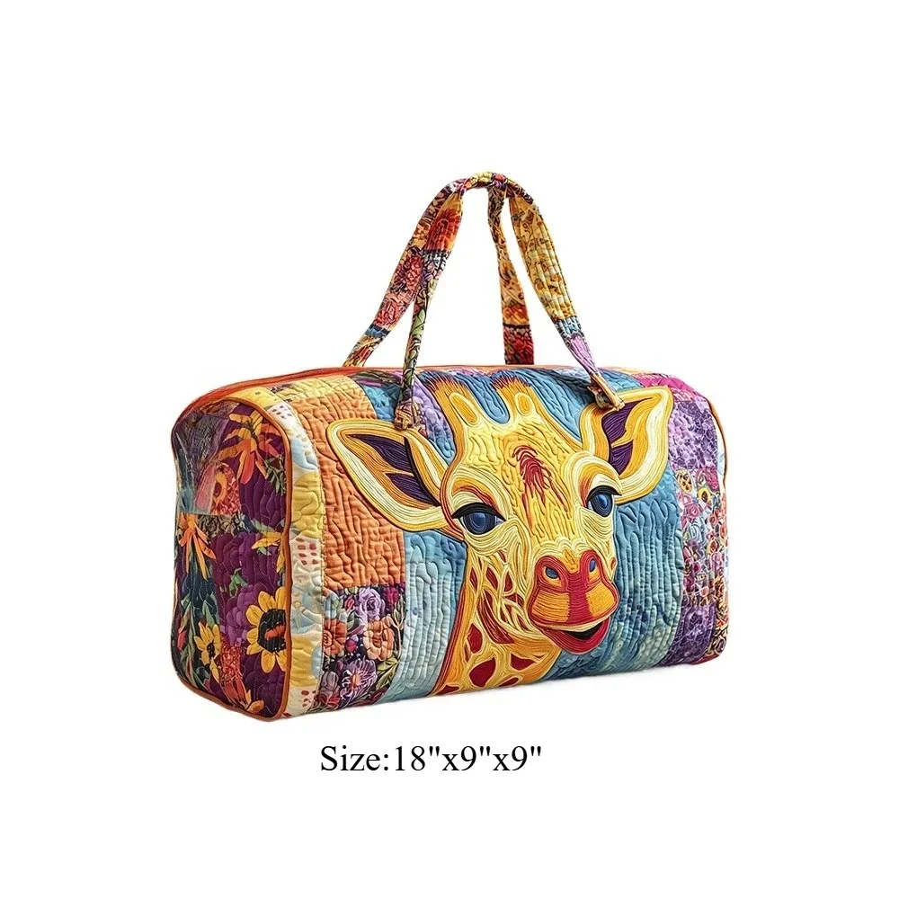 sac de voyage matelassé, sac de week-end, imprimé girafe 3d, bagage à motif animal africain, sac à main pour les vacances, la plage, le camping