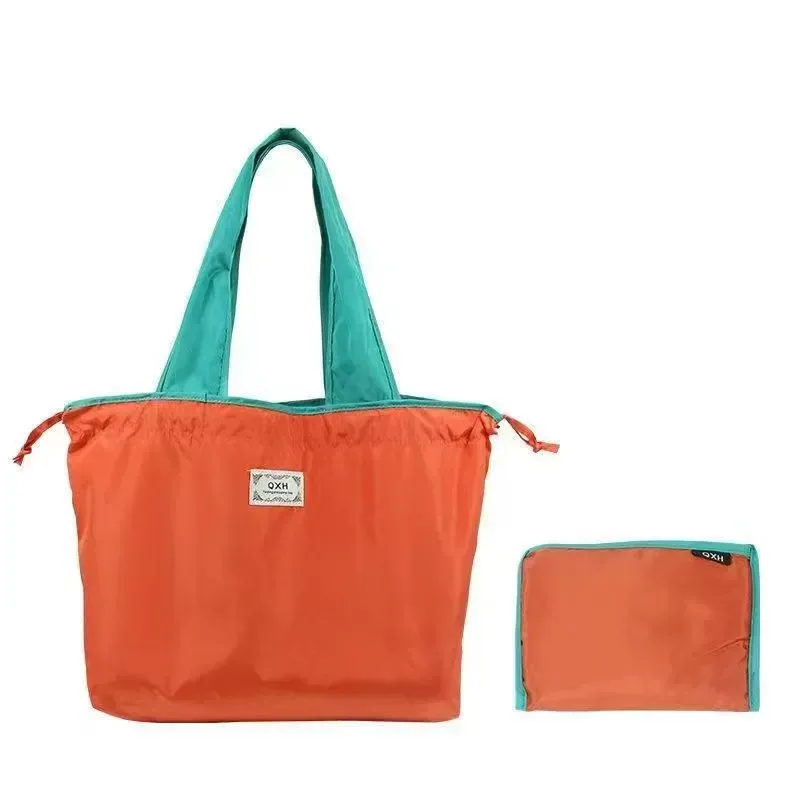 sacs à bandoulière pliables écologiques, sac d'épicerie réutilisable pour femmes, sac de courses pliable de grande capacité avec fermeture à cordon