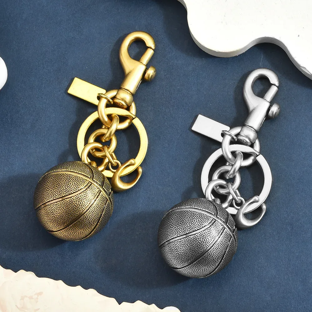 porte-clés de basket-ball en alliage, breloque vintage, accessoire pour sac à dos, cadeau pour fan de sport