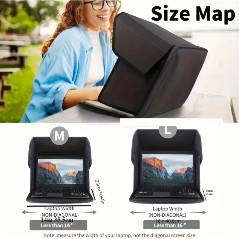 sac pour ordinateur portable pliable 2026 avec pare-soleil et protection de confidentialité anti-reflet, idéal pour le travail en extérieur et les trajets quotidiens, pour ordinateurs portables de 16 pouces