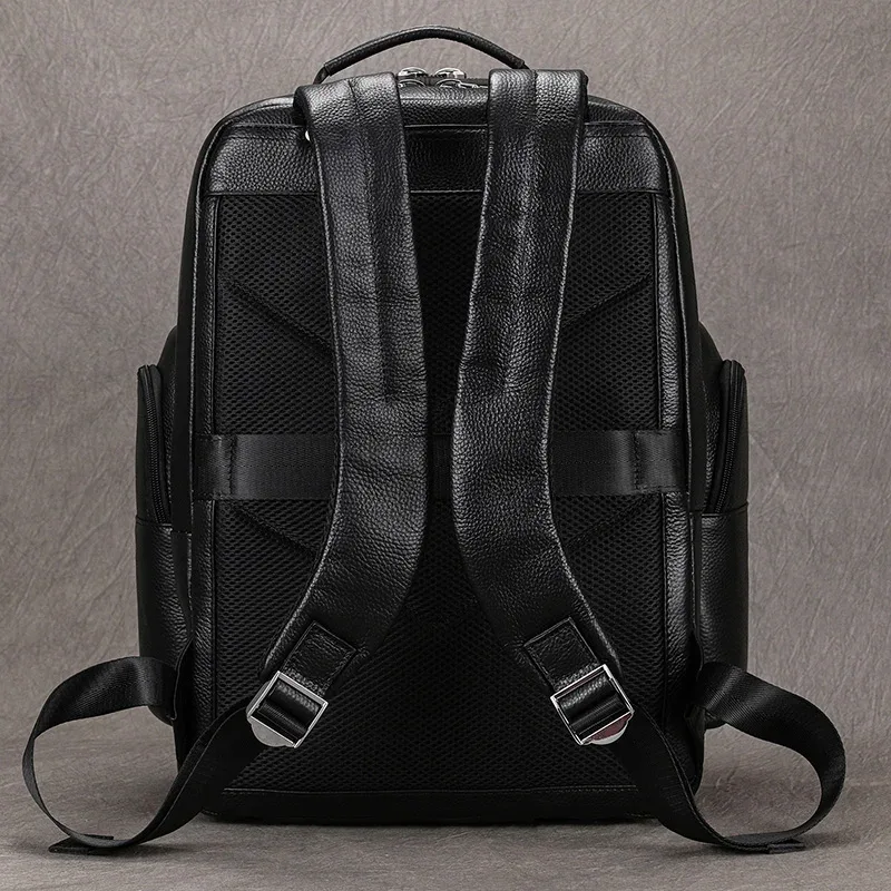 sac de voyage en cuir double couche pour homme, sac pour ordinateur d'affaires, sacs à dos pour ordinateur portable, chargement usb, grande capacité