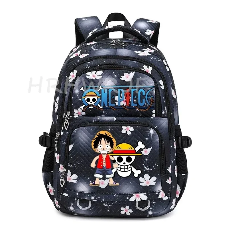sacs à dos anime one piece légers avec fermoir, imprimé violet monkey d luffy, pour garçons et filles, grande capacité, pour adolescents, ordinateur portable, école, voyage, mochila