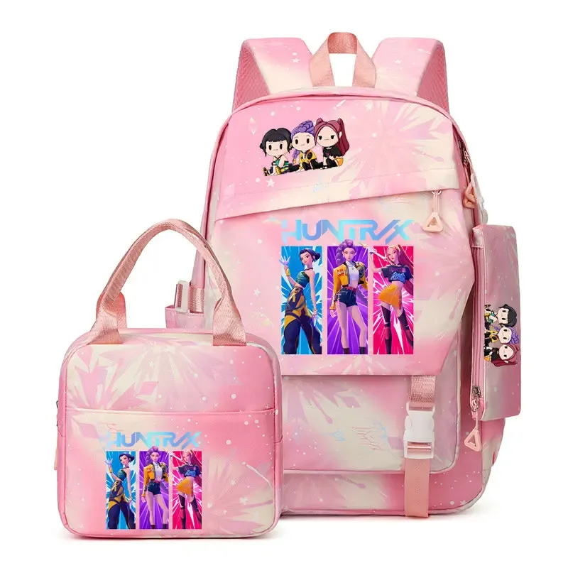 ensemble de sacs à dos kpop demon hunters avec sac à déjeuner et trousse à crayons, cartable pour garçons, sac à dos léger pour ordinateur portable, sacs de voyage