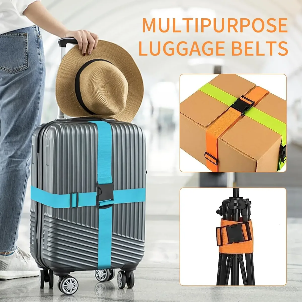 lot de 4 sangles de bagage, ceintures de valise élastiques télescopiques, ceinture de sac de voyage pour valise, sangle de fixation, boucle de voyage, ceintures de bagage