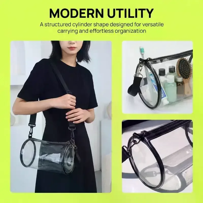 sac bandoulière transparent élégant pour femme, mini sac cylindrique pour soirées et mode urbaine