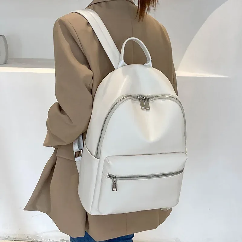 sac à dos en cuir pu noir de grande capacité pour femme, sacoche d'université, de voyage, pour fille