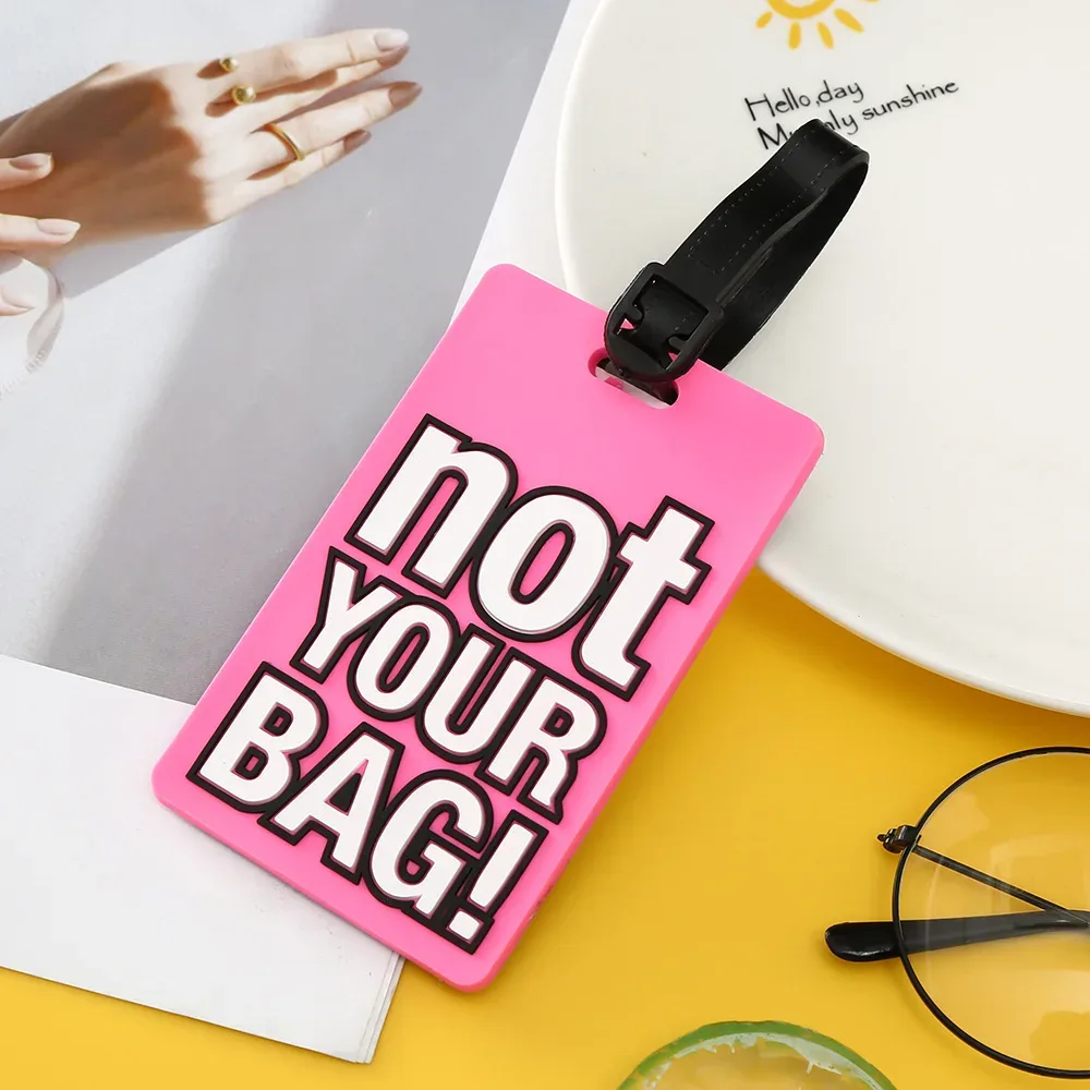 étiquettes de bagage en silicone portable, étiquette de valise, style dessin animé, lettre créative, accessoires de voyage mignons, pas votre sac, mode
