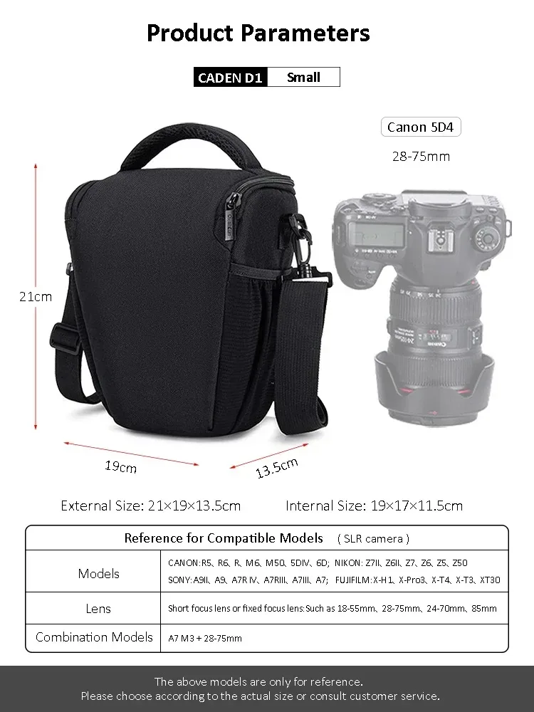 sac pour appareil photo numérique reflex caden, sac à bandoulière en nylon, sac pour équipement photographique, sac triangulaire pour appareil photo hybride pour nikon canon sony