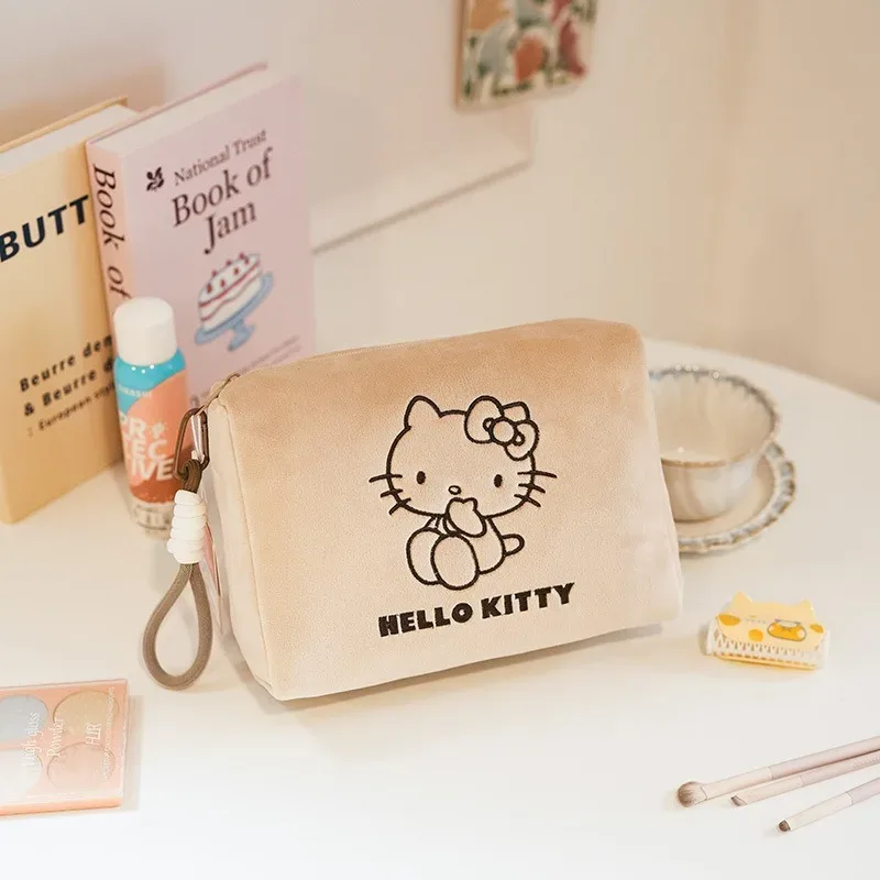véritable trousse de maquillage hello kitty légère et douce, mignonne, de dessin animé, grande capacité, sac de rangement 3d de qualité supérieure