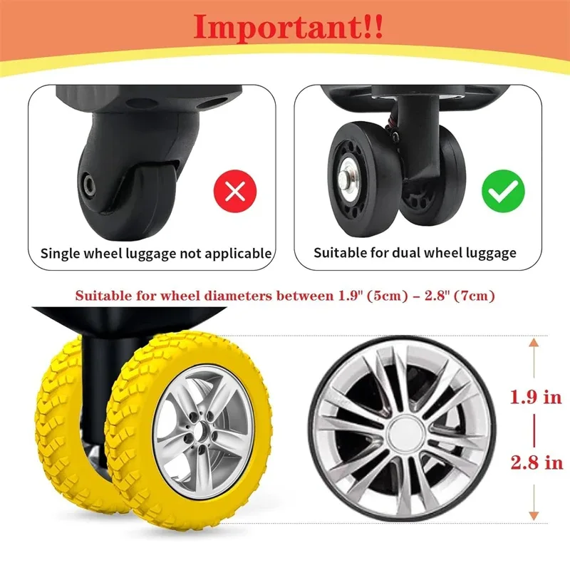 protecteur de roue en silicone anti-bruit, housses de roues de bagage optiques, degré d'usure, adapté à la plupart des roues de valise, roulette de chaise, 20 pièces, 4 pièces