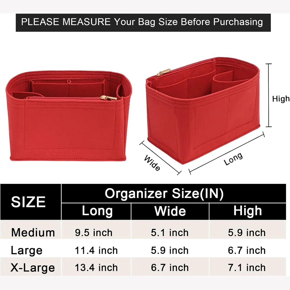organiseurs de sac à main en feutre pour speedy 25 30 35, inserts pour sacs à main et cabas, organisateur neverful