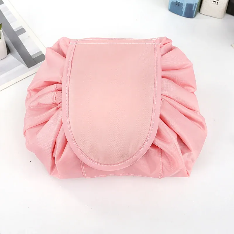 sac de rangement de maquillage élastique à cordon de serrage pour femmes, sac de voyage portable noir de grande capacité, sacs de rangement tendance