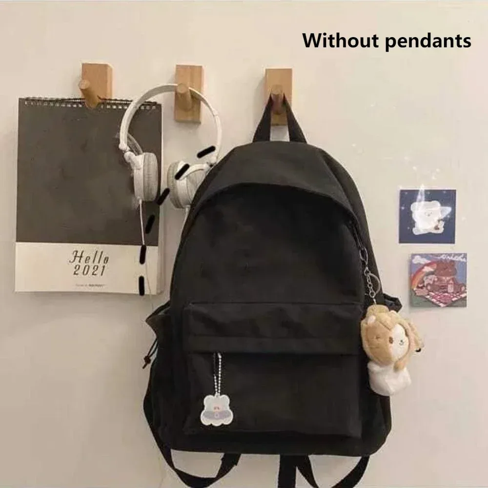 sac à dos décontracté pour lycéens, couleur unie, grande capacité, cartable de voyage étanche pour filles