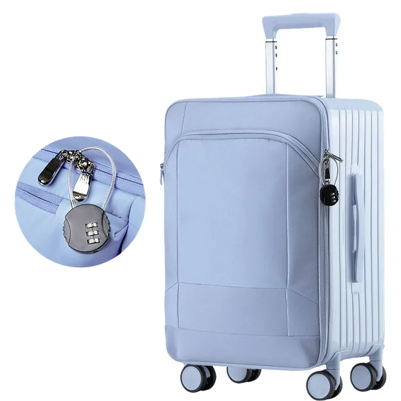 bagage à main oxford élégant 20 pouces et valise à enregistreuse 24 pouces, sac de voyage léger avec poche avant et verrouillage par mot de passe