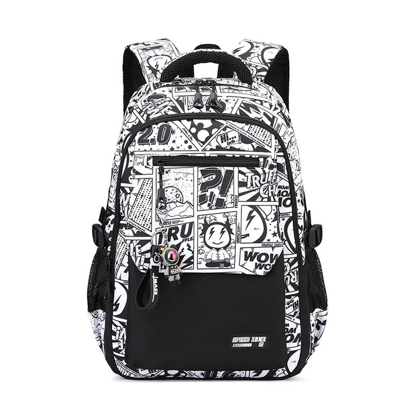 sac à dos pour adolescents avec pendentif, motif camouflage graffiti, sac à bandoulière pour garçons, sac d'école imperméable, sacs à dos de sport et de voyage