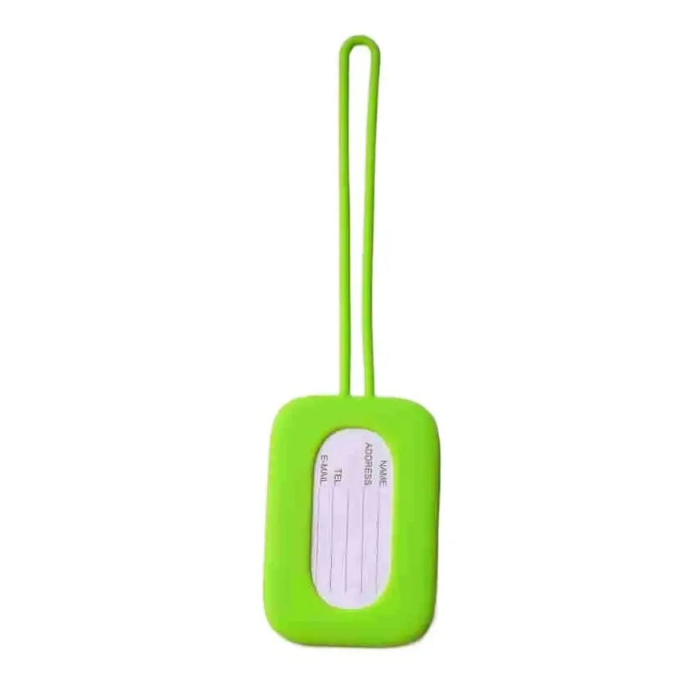 étiquette de bagage en silicone souple avec lanière, identification de valise, carte d'embarquement anti-perte, nom, téléphone, adresse, voyage