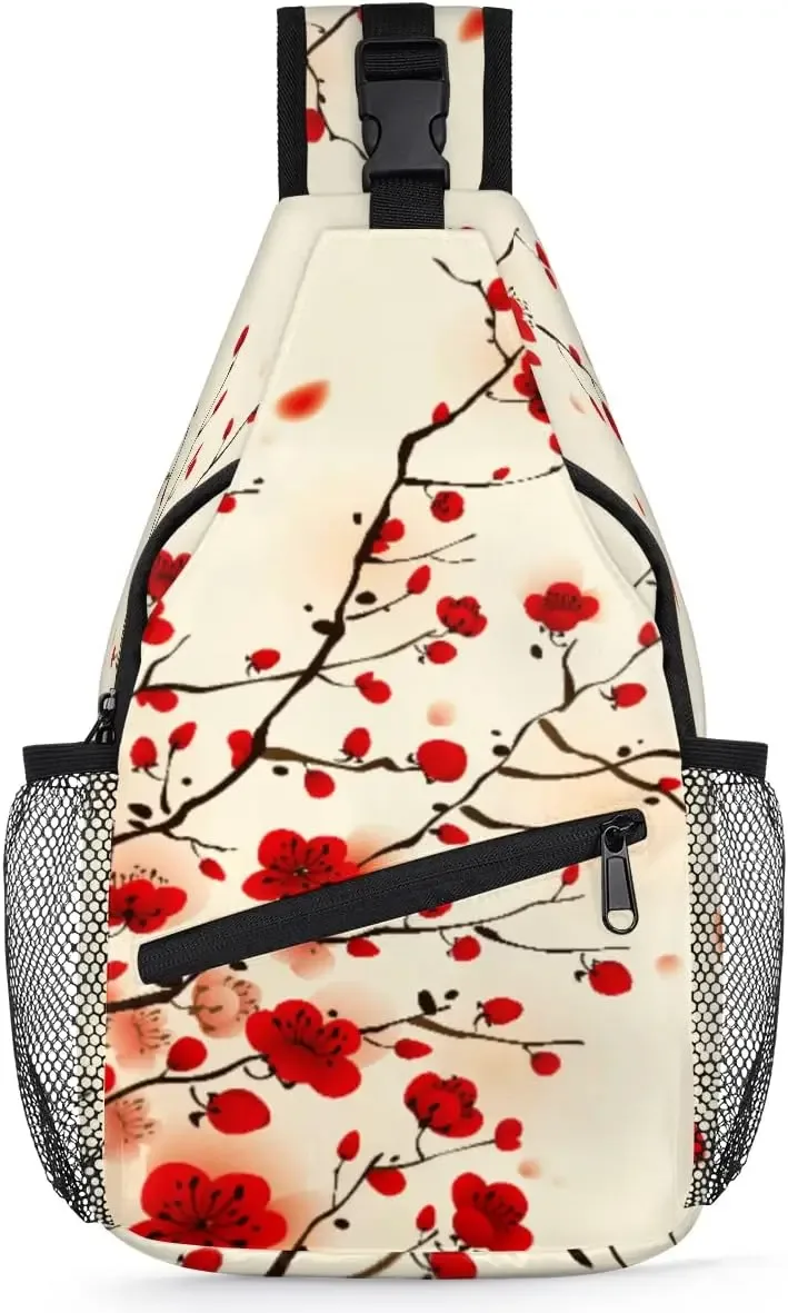 fleur de cerisier bandoulière corde triangle sac à dos canfeng fronde sacs à dos voyage randonnée sac à dos corde bandoulière sac à bandoulière