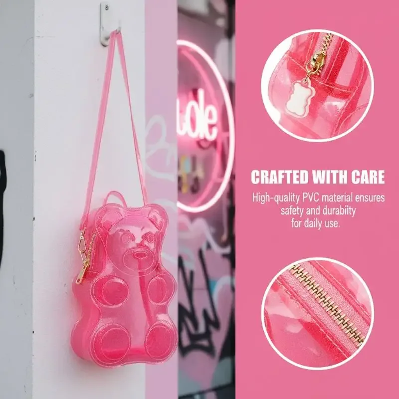 sac à dos ita avec motif d'ours mignon, grande capacité, sac transparent, sac à bandoulière décontracté pour les fans d'anime, accessoire scolaire quotidien