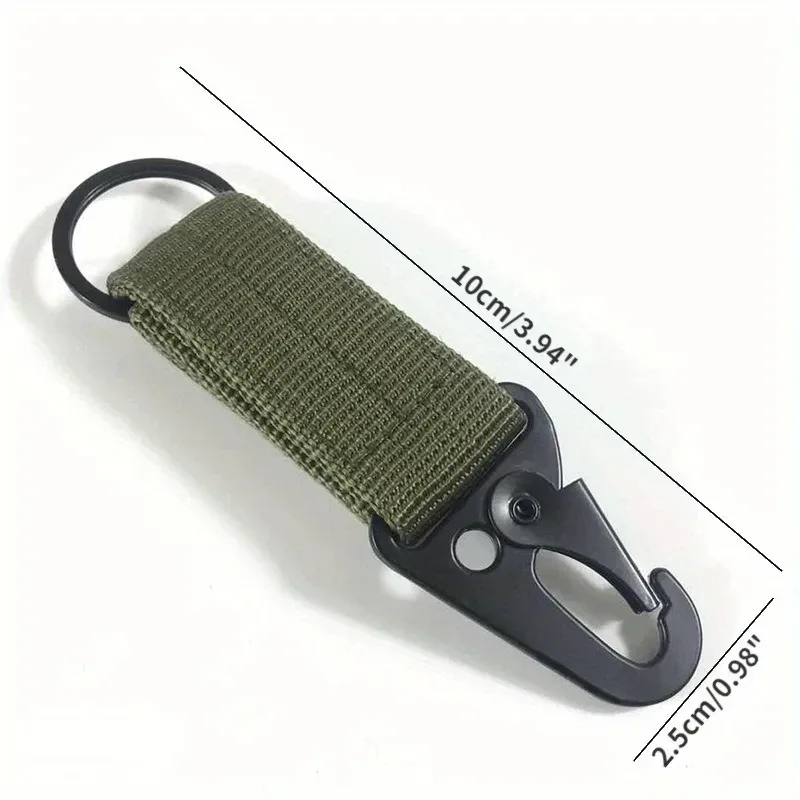 lot de 3 mousquetons tactiques edc pour extérieur, porte-clés en sangle de nylon, support de clés, crochet de ceinture pour sac à dos de camping, boucle de suspension, clip multifonction