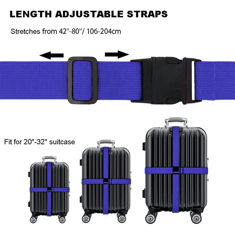 sangles de bagages durables antivol, 2 pièces, ceintures de valise de voyage aux couleurs vives, sangles de bagages réglables, accessoire de bagages de voyage