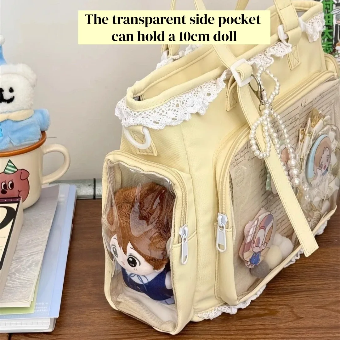 sac à bandoulière kawaii transparent, sac à poupée transparent, sac itabag, sac fourre-tout anime pour les voyages, les sorties décontractées et le shopping