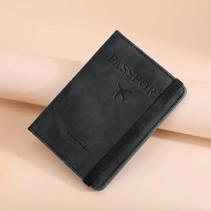 porte-passeport rfid en cuir pu pour hommes et femmes, porte-cartes, étui à passeport, essentiels de voyage pour les vacances en famille