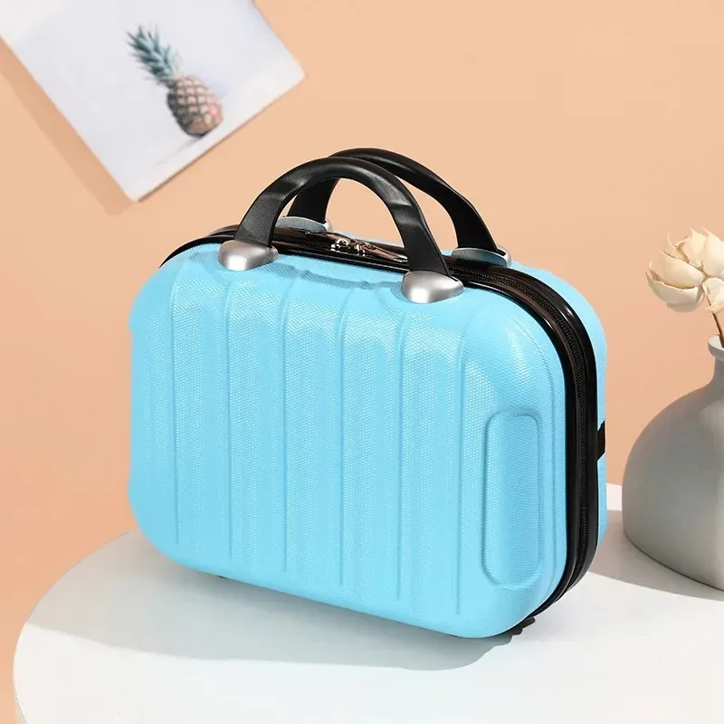 sac de maquillage de voyage pour femmes de 14 pouces, mini valise compacte en plastique abs, design uni, idéal pour un usage personnel