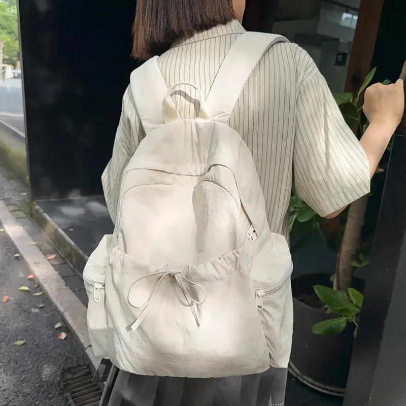 sac à dos de grande capacité avec nœud à cordon de serrage, simple et polyvalent, avec nom brodé personnalisé, sac à dos en nylon, cadeau 2025, nouveau