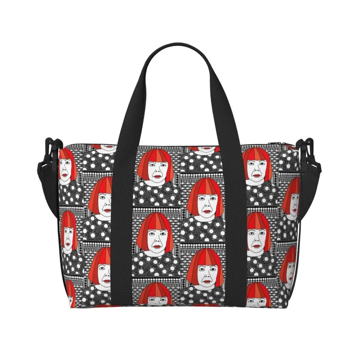 sac fourre-tout personnalisé yayoi kusama à pois pour femmes, sac de voyage à bandoulière de plage de gymnastique citrouille de grande capacité