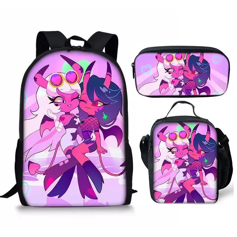 hôtel hazbin sac à dos cartable sac à déjeuner trousse à crayons ensemble cadeau pour enfants étudiants