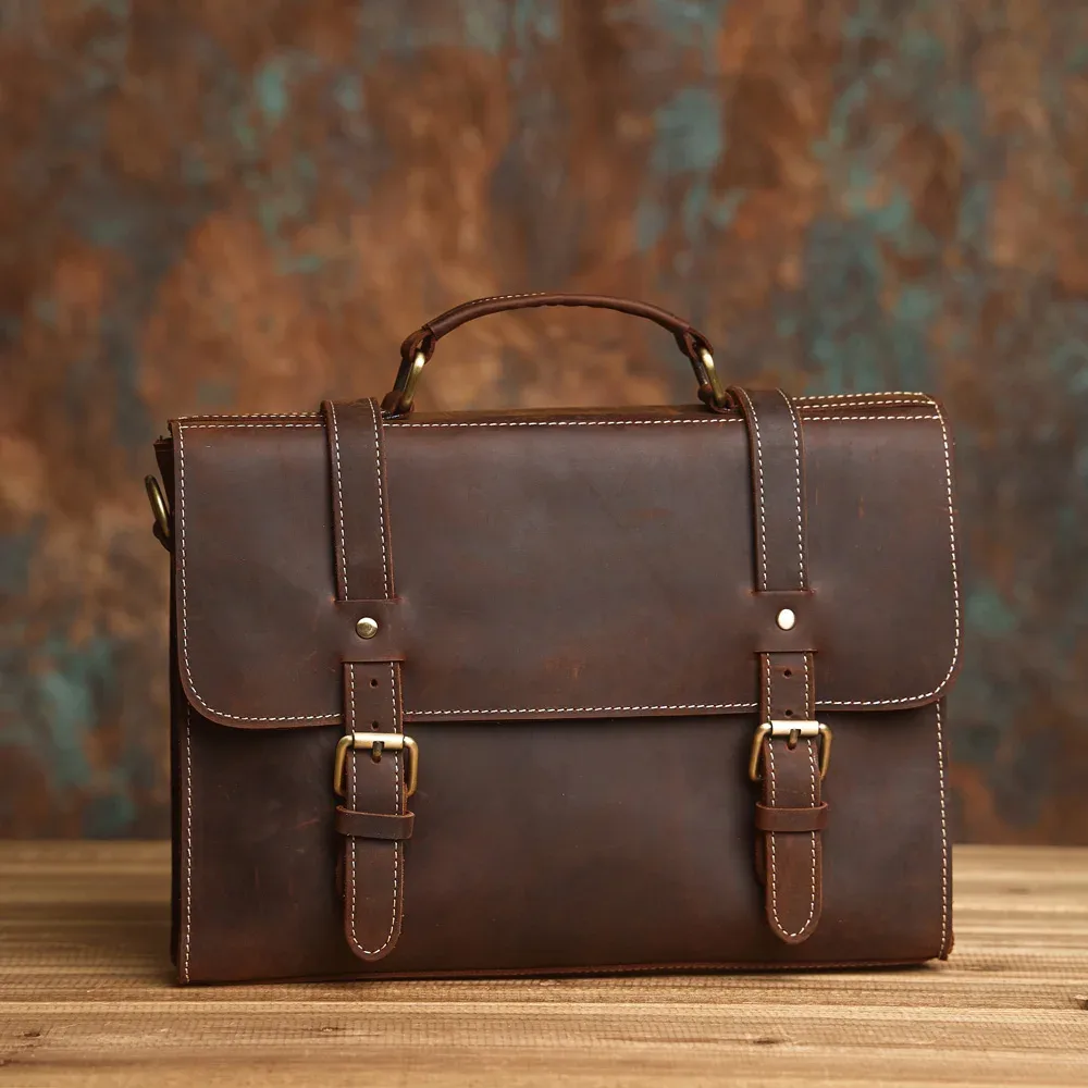 nasva-sac à main rétro en cuir véritable pour hommes, sacs pour ordinateur portable, sacs de bureau, sacs à documents, étui à bombes