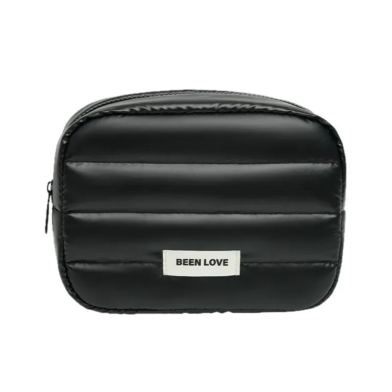 trousse de maquillage puffer grande capacité pour femmes, organiseur de maquillage esthétique, pochette portable à fermeture éclair, sac de rangement de voyage