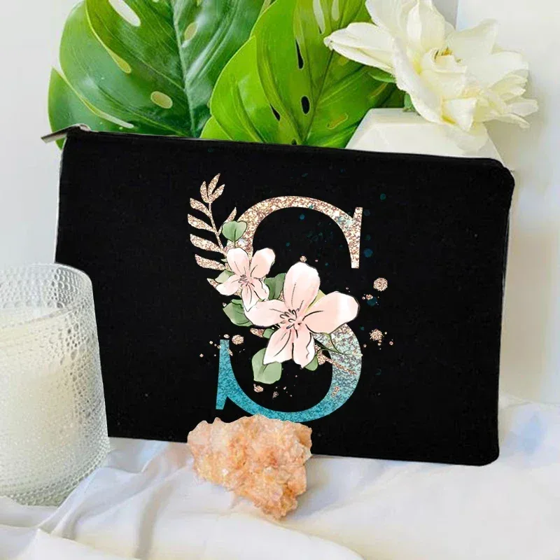sacs à fermeture éclair pour maquillage initial dégradé, pochette de voyage pour toilettes, rouge à lèvres, enterrement de vie de jeune fille, pochette cosmétique pour demoiselle d'honneur