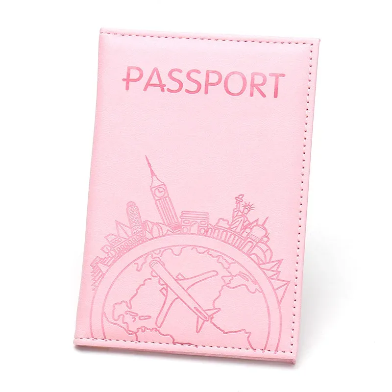 porte-passeport imprimé vol mondial, couverture de passeport en cuir, étui léger pour passeport d'avion, porte-carte d'identité, porte-billet d'avion