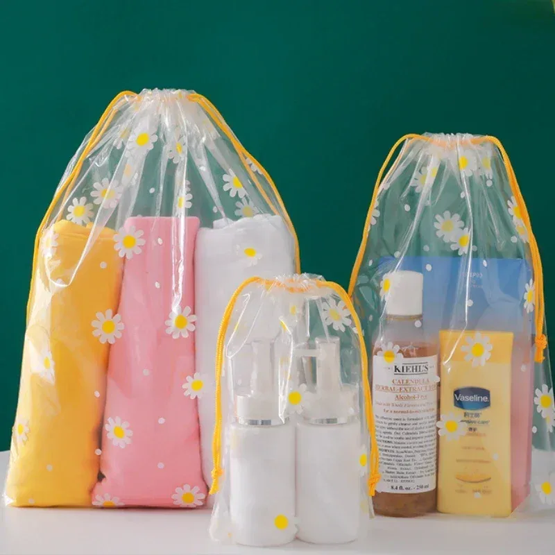sac de rangement de voyage en plein air, mignon pvc étanche transparent conviviale ré, sac de proximité wstring, sac de toilette cosmétique portable, trousse de toilette, ensemble de 3 pièces