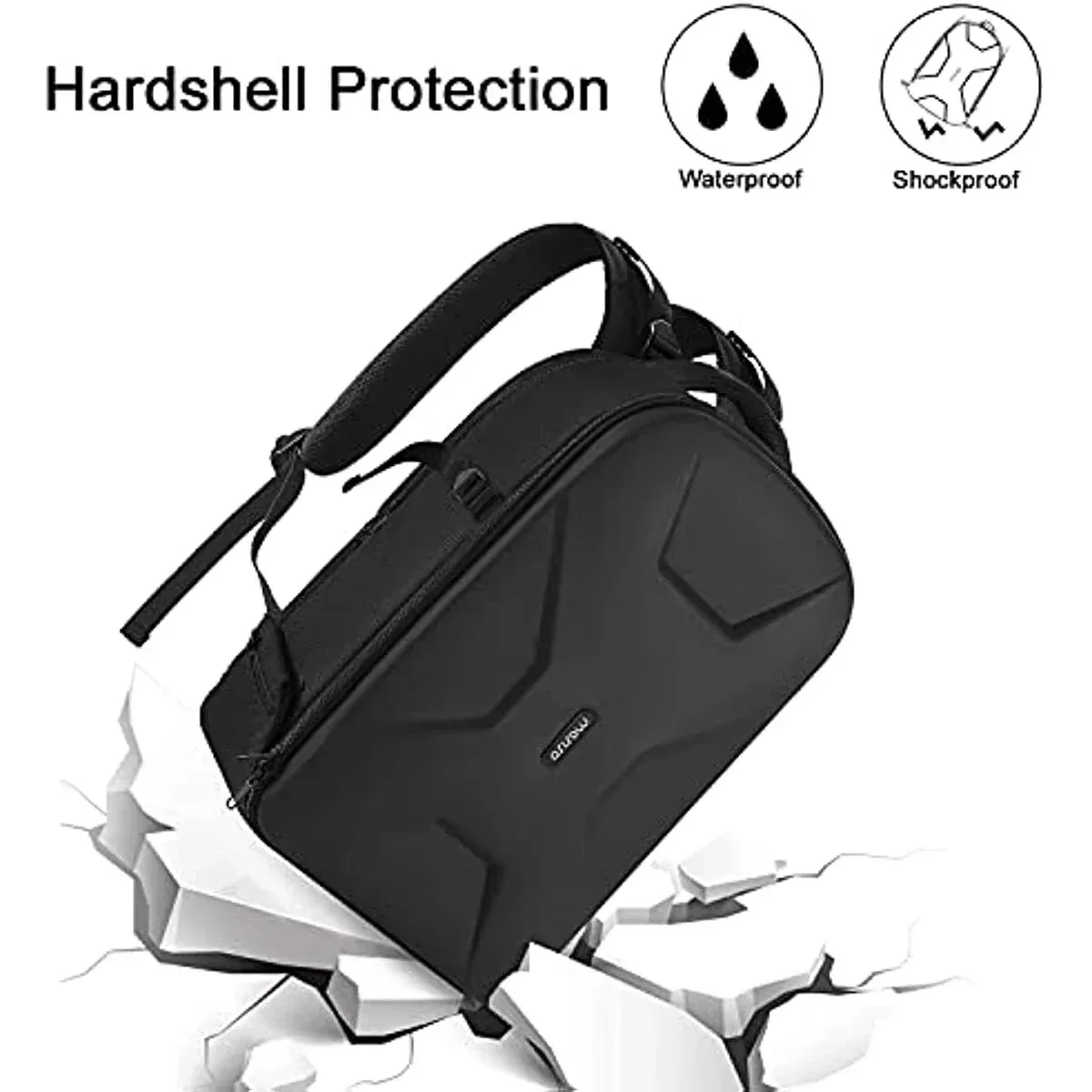 sac à dos pour appareil photo de photographie dslr, coque rigide étanche de 15 à 16 pouces avec support pour trépied et compartiment pour ordinateur portable canon/nikon/sony