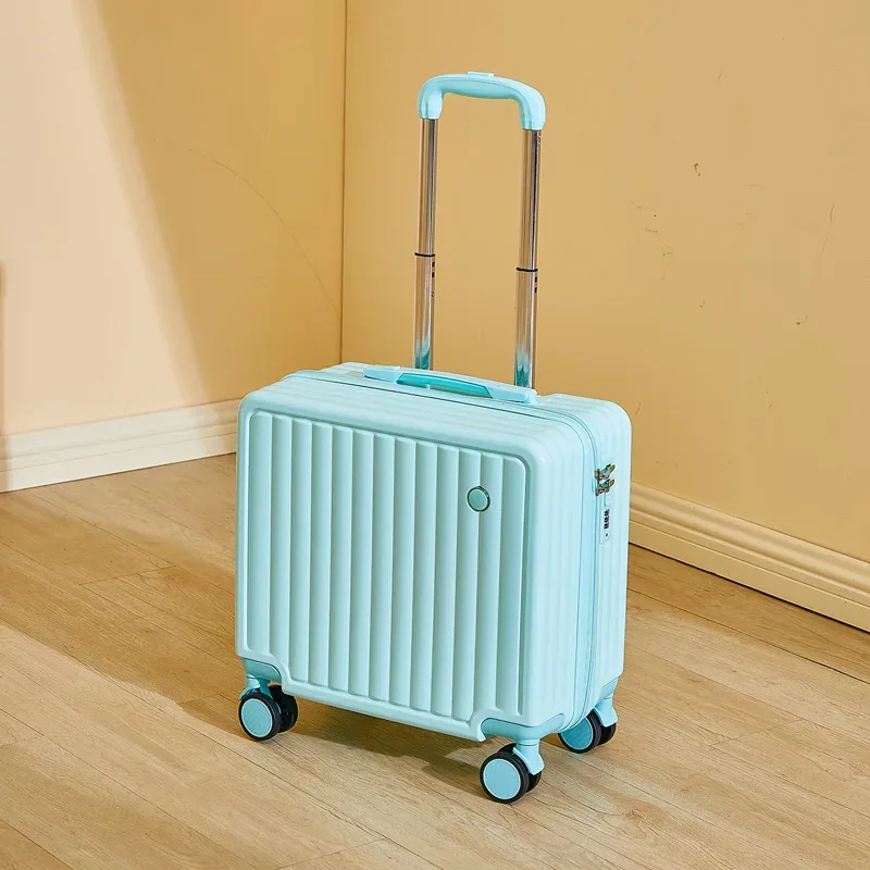 valise à main compacte de 18 pouces, roues spinner légères, sac de voyage en cuir à la mode, verrouillage par mot de passe, bagage à main