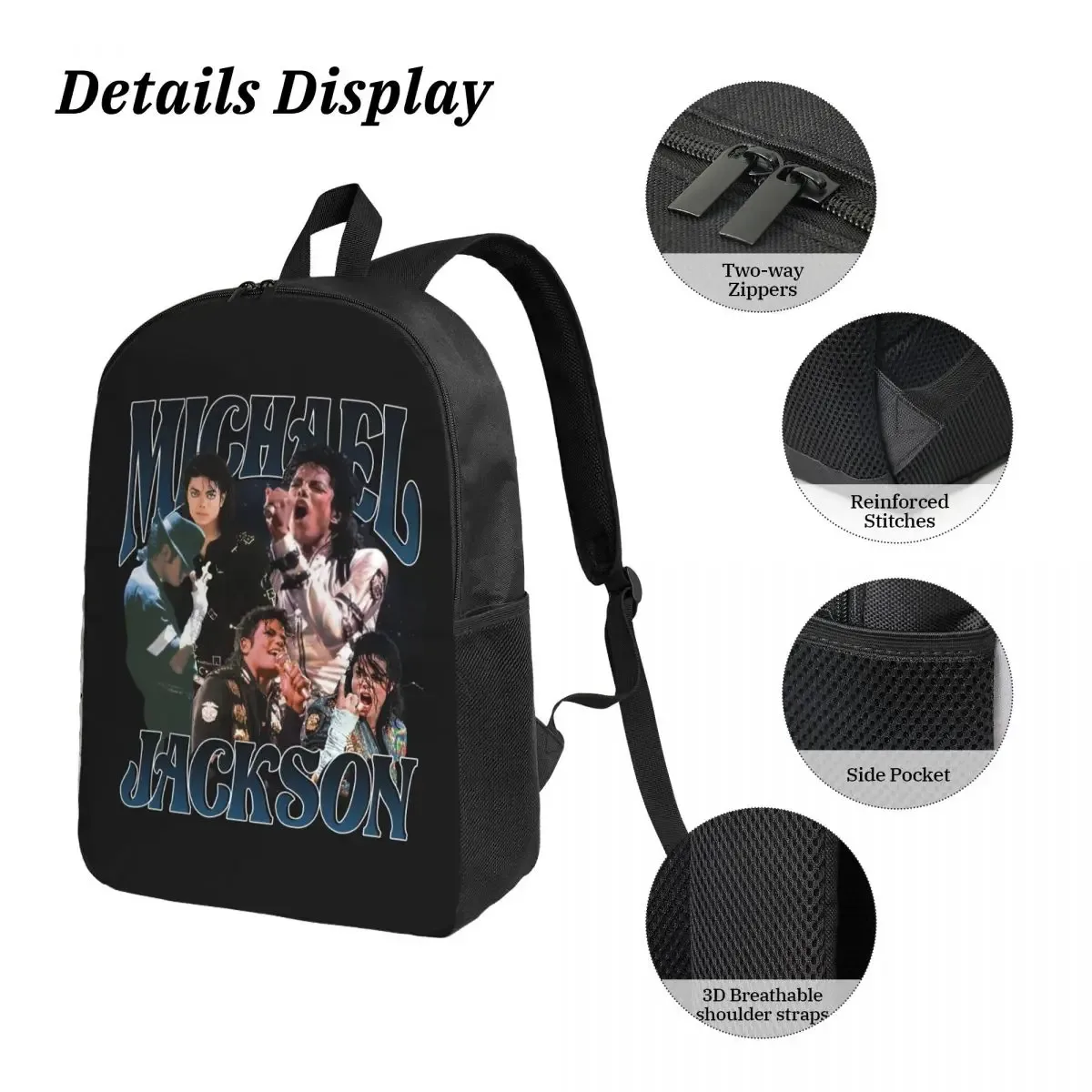 sac à dos michael jackson dancing pour étudiants, garçons et filles, sac d'école, sac à bandoulière pour ordinateur portable, sac à déjeuner isotherme 3ps, trousse à crayons