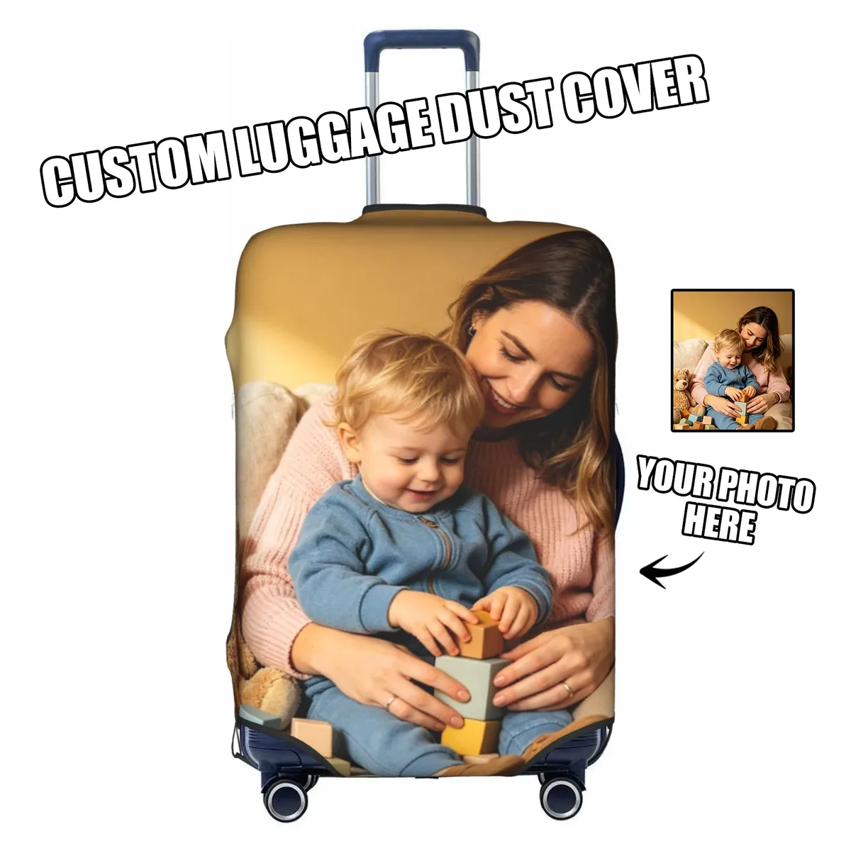 housse de bagage personnalisée avec logo, élastique, votre design ici, housse de protection pour valise de voyage, convient aux valises de 18 à 32 pouces