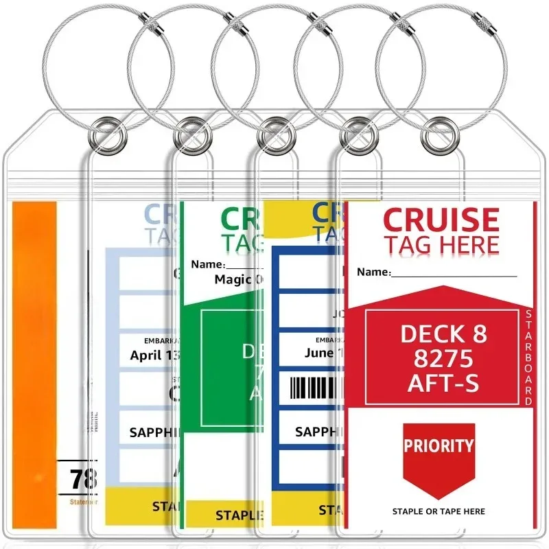 étiquette de bagage de croisière en pvc transparent épaissi, étanche, pour un tri facile, 1 à 8 pièces