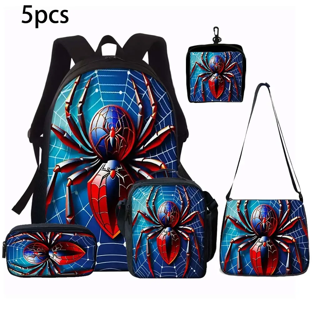 ensemble de sacs à dos imprimés araignée 1/2/3/4/5 pièces | parfait pour l'école et les déplacements quotidiens
