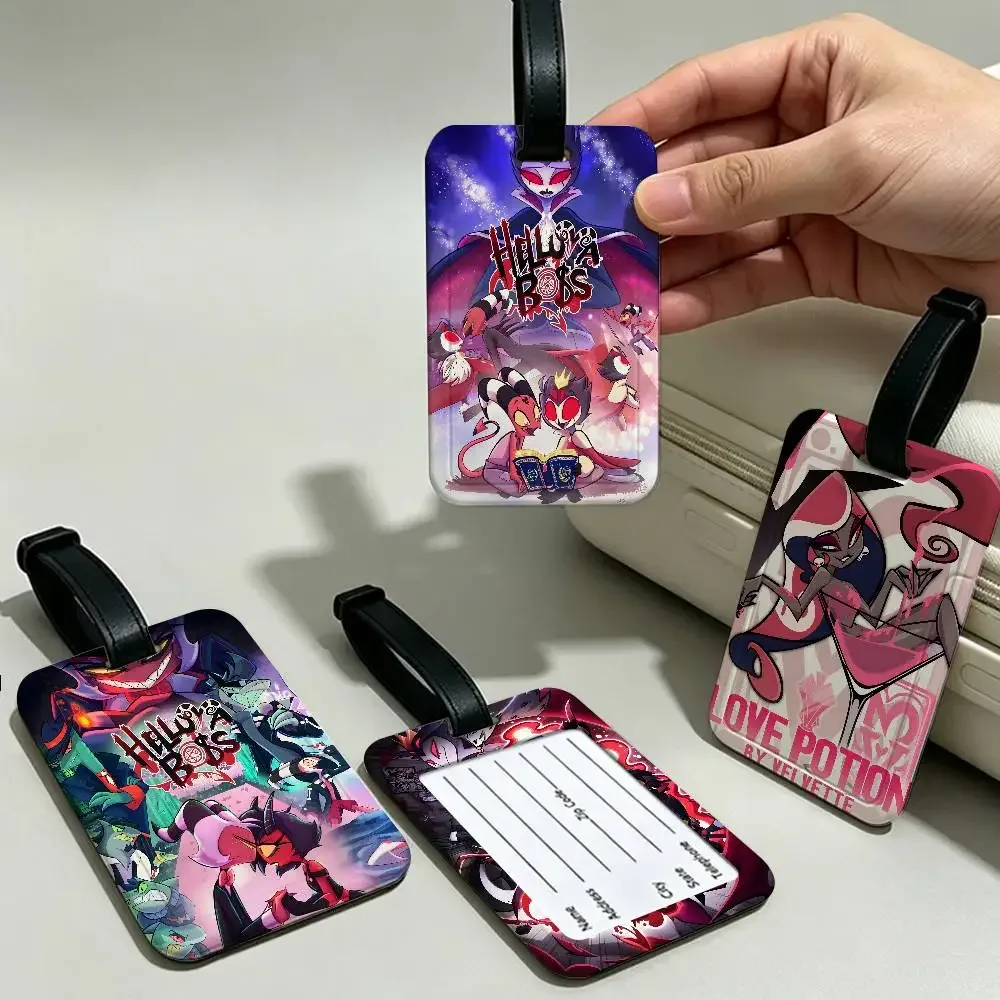 h-hazbin-hotel demonic-edgy – étui pour cartes d'information imperméable en pvc, étiquette de bagage, identificateur anti-perte pour valise et sac à main
