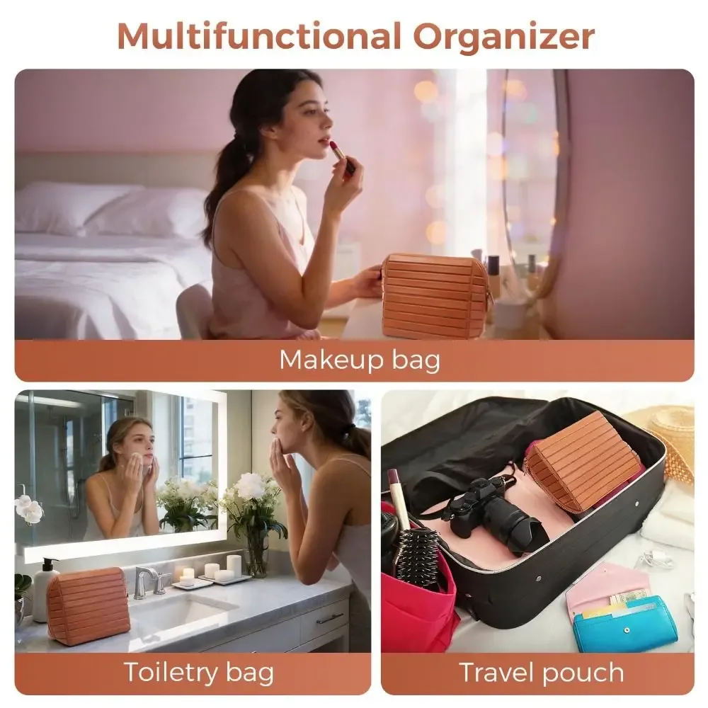 sac de maquillage de voyage tendance grande capacité, 27 poches, séparateurs réglables, sac cosmétique portable, pochette de rangement durable pour femmes