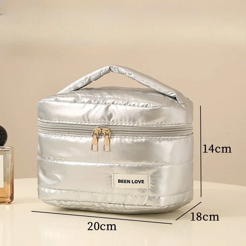 sac à cosmétiques fourre-tout de grande capacité, nouvelle pochette de toilette de voyage or argent, organisateur de maquillage portable pour rouge à lèvres, étui à cosmétiques